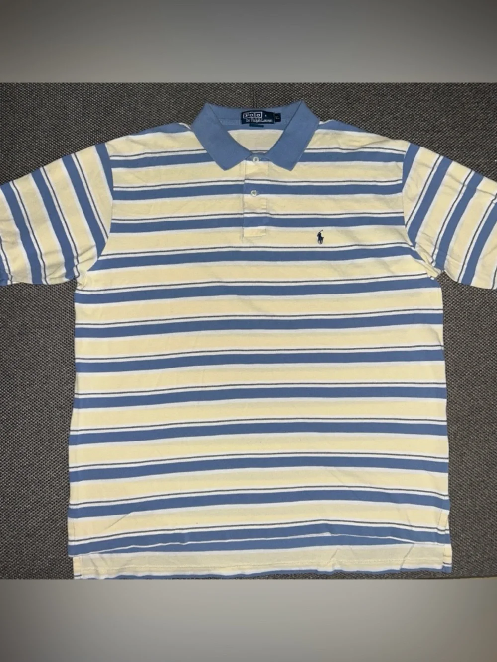 Rare 90s Polo Ralph Lauren Blue & Yellow Striped Polo Shirt